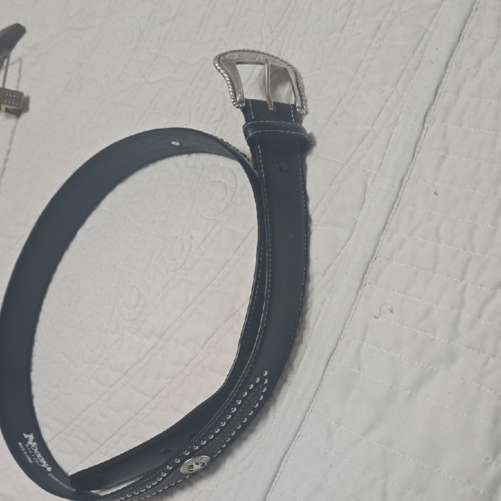 Nocona Black Leather Belt Bag with Silver Accents